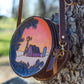 Tooled Leather Round Bag, Canteen Purse